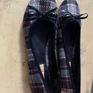 Hot Cakes Black and Pink Plaid Flats with Bow